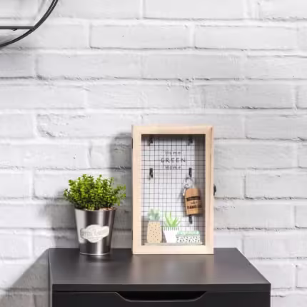 Boîte À Clés En Bois "Home Green" 30cm Naturel